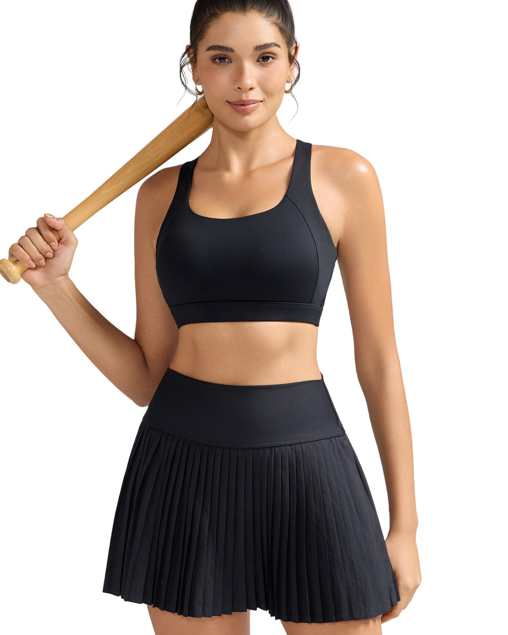 RUNNING GIRL Black Sports Bras for Women, Molded Cup Running Sports Bras for Women High Support Large Bust(3096Black_L)