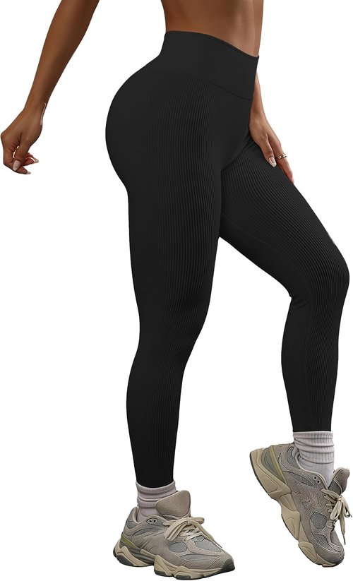 KINLONSAIR Women's High Waisted Leggings - Ribbed Seamless Yoga Pants for Ultimate Comfort