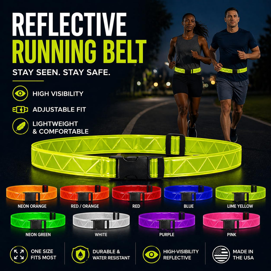Stuart Promotional Products Purple Reflective Running Belt for High Visibility Safety - Adjustable Reflective Belt for Running, Walking, Cycling, Military & PT Gear