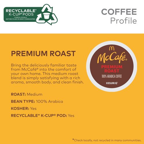 McCafe Premium Roast Coffee - Medium Roast Keurig K-Cup Pods | 96 Count for Rich Flavor