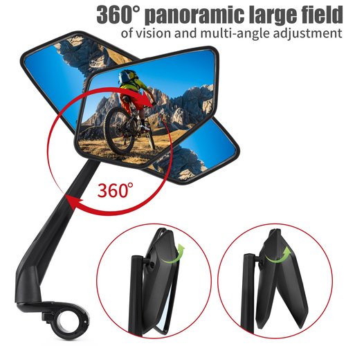New Handlebar Bike Mirror, APLSTOW HD Automotive Grade Glass Lens E-Bike Mirrors, Scratch Resistant, Safe Bicycle Rearview Mirrors