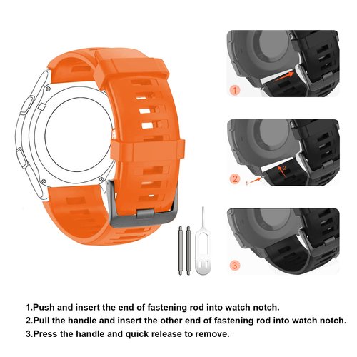 GERSIK Compatible with Garmin Watch Bands, Soft Silicone Strap Sport Wristband Compatible with Garmin Instinct 2/Instinct Esports/Solar/Tide/Tactical GPS Smartwatch, Orange