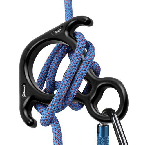 YXGOOD 50KN Rescue Figure, 8 Descender Large Bent-Ear Belaying and Rappelling Gear Belay Device Climbing for Rock Climbing Peak Rescue Aluminum Magnesium Alloy (Black)