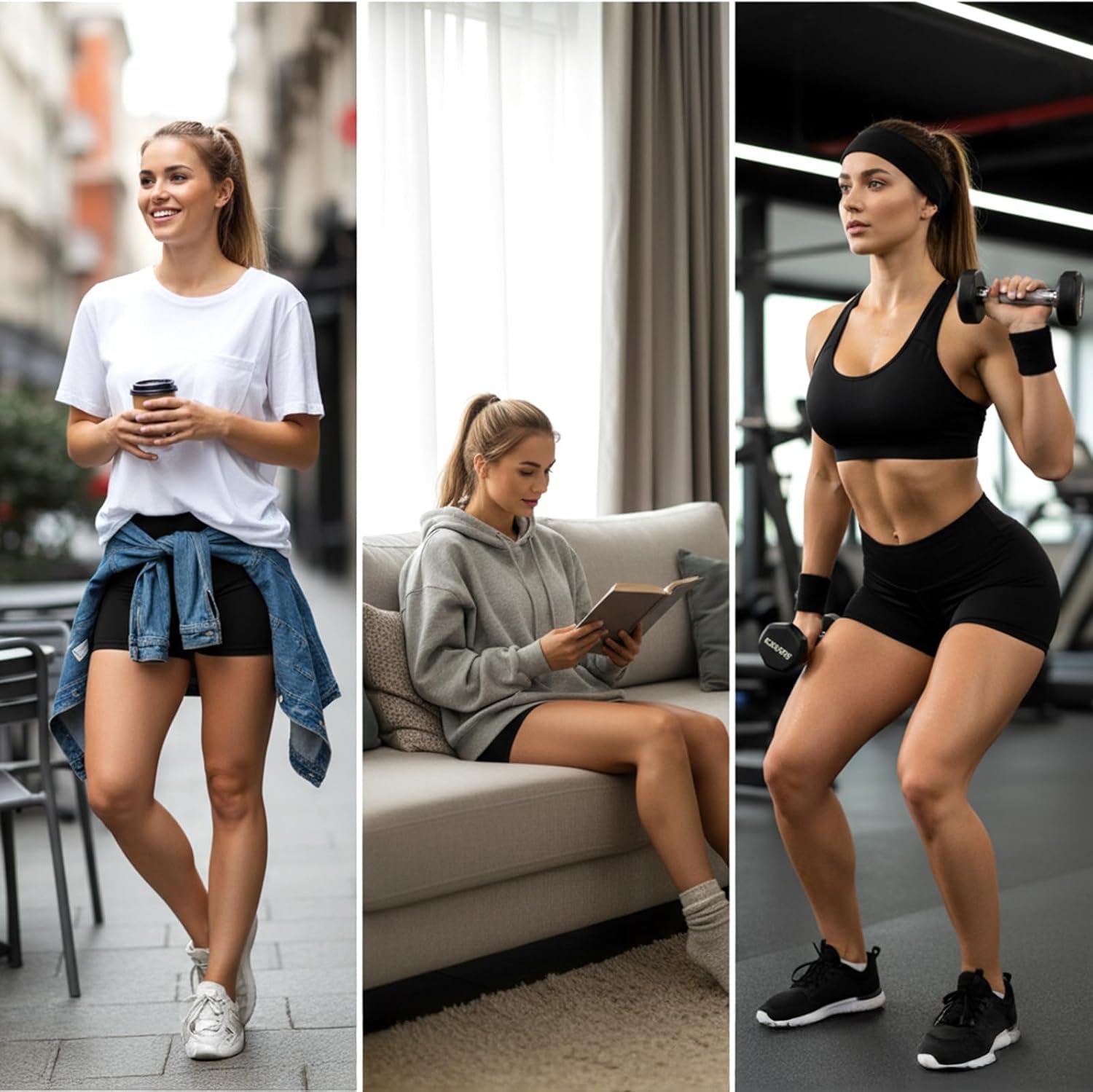 Skiennix Workout Biker Shorts - 2.5" High Waisted Tummy Control Spandex | Black Athletic Shorts for Gym & Yoga