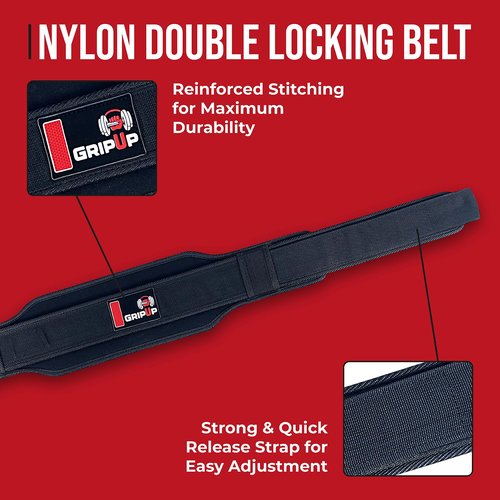 GripUp Weight lifting Belt Quick Locking, 5.5” Men & Women Back Support Premium EVA Foam Padding Adjustable Buckle for Squats Olympic Lunges Powerlifting Deadlifts Bodybuilding Strength Training (Black, M)