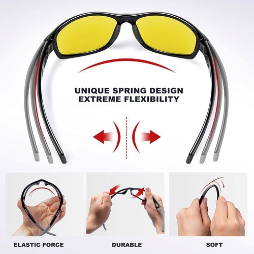 RIVBOS Night Vision Driving Glasses Anti Glare HD Yellow Tinted Sunglasses for Men Women RB833
