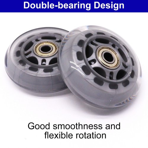 BENLIUDH Inline Skate Wheels with Bearings, 3 Inch Roller Blade Wheels 76mm Outdoor and Indoor Clear Wheel for Office Chairs, Luggage (4 Pack, Silver)