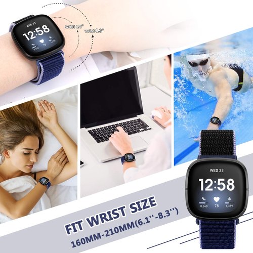 AVOD Nylon Bands Compatible with Fitbit Versa 4/Sense 2/Versa 3/Fitbit Sense, Soft Breathable Sport Adjustable Replacement Strap Women Man Wristband Accessories