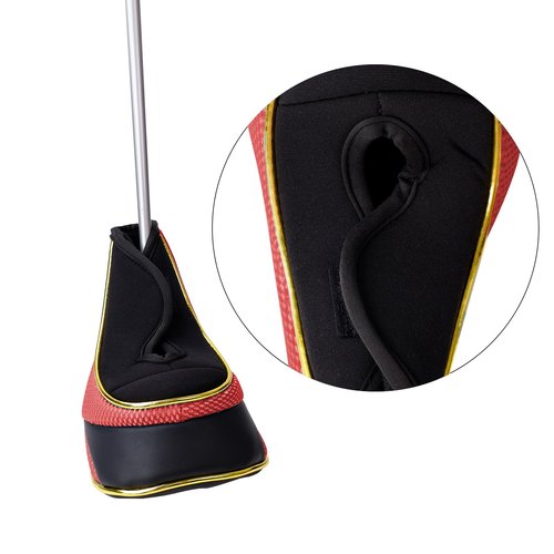 Andux 4Pcs/Set Gold Golf 460cc Driver Fairway Wood Club Head Covers Hook & Loop Red