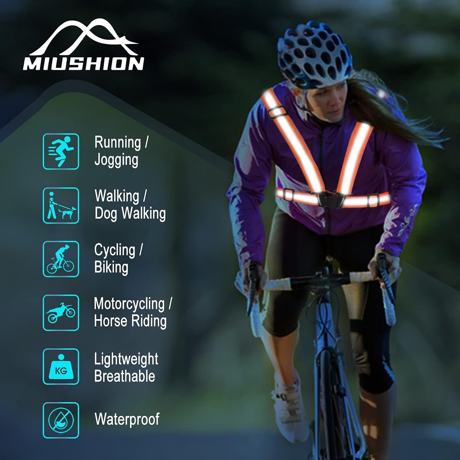 Skiennix Reflective Running Vest - High Visibility Safety Straps for Enhanced Protection | Lightweight Design
