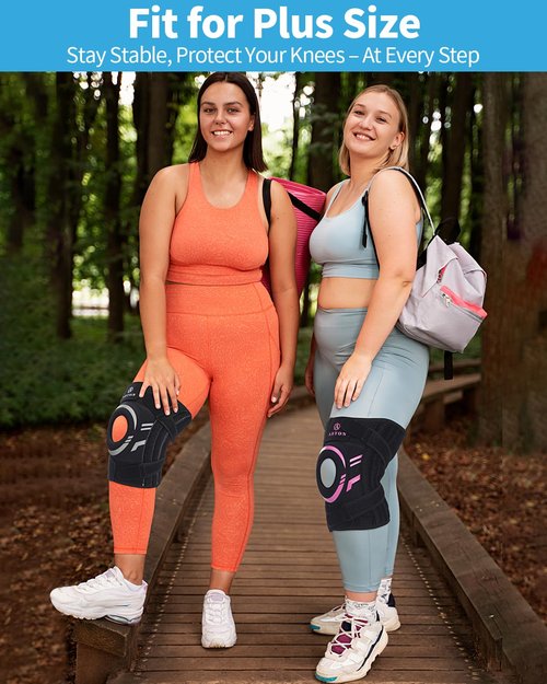 ABYON Knee Brace - Adjustable Support for Meniscus Tear, ACL & Arthritis - Neoprene Wrap with Dual Spring Stabilizers & Gel Pad for Pain Relief