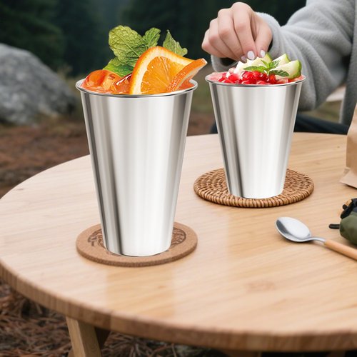 ENCYS Set of 8 Stainless Steel Cups,12oz Stainless Steel Kids Cups,Stackable Metal Drinking Cups for Home, Party, Camping, Outdoor