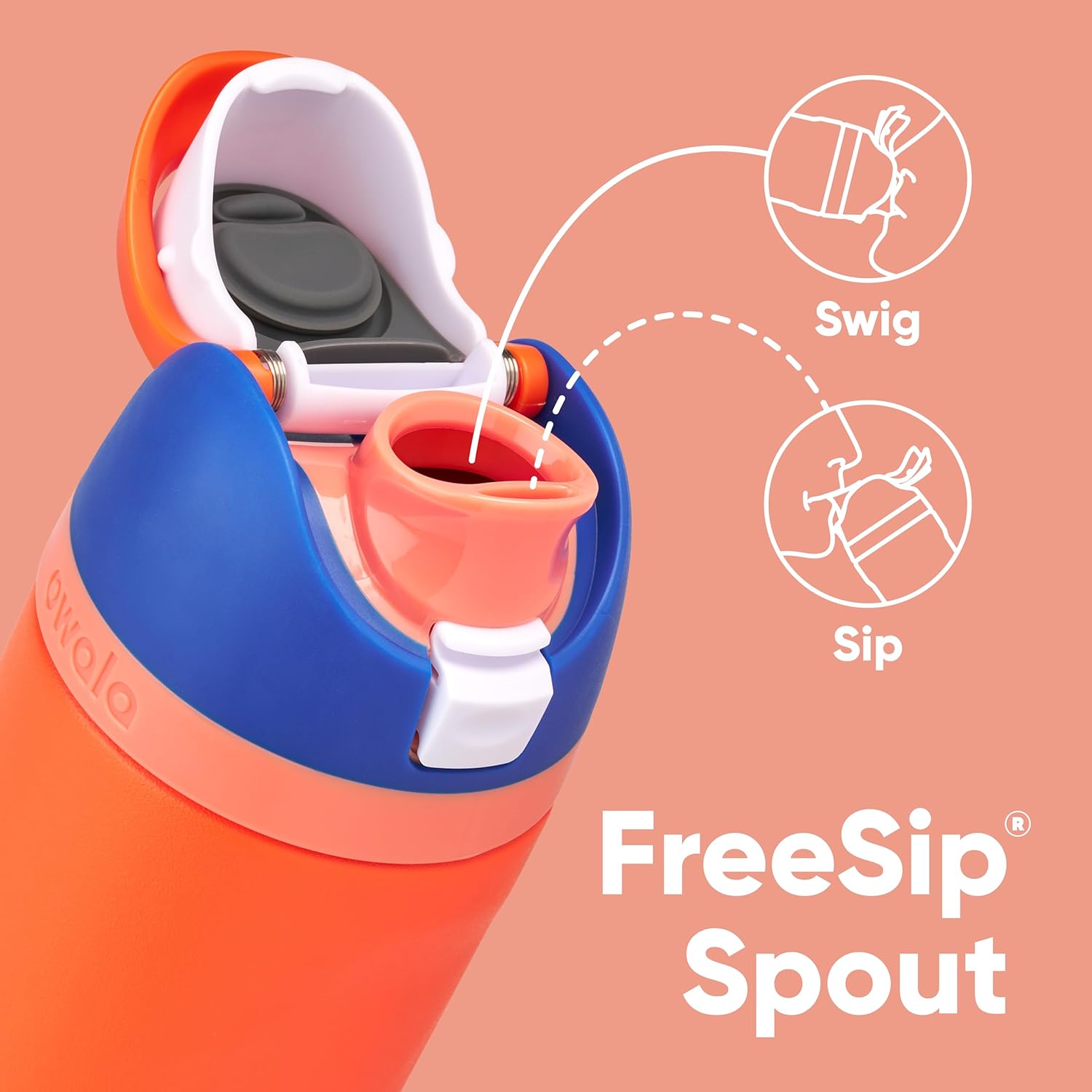 Owala Kids FreeSip Water Bottle - Insulated Stainless Steel with Straw | BPA-Free, 16 oz, Blue Citrus