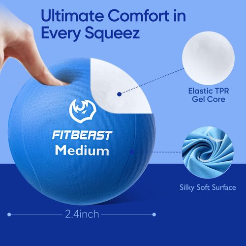 FitBeast Grip Strength Trainer – 6 Pieces Hand Therapy Kit with Finger Extension Exerciser & Stress Balls for Adults, Rehab & Strength Training – for Men, Women, and Seniors (6-Piece Cool Tones)