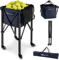 Goplus Foldable Tennis Ball Hopper - Lightweight Aluminum Basket with Wheels & Removable Bag | Holds 150 Balls