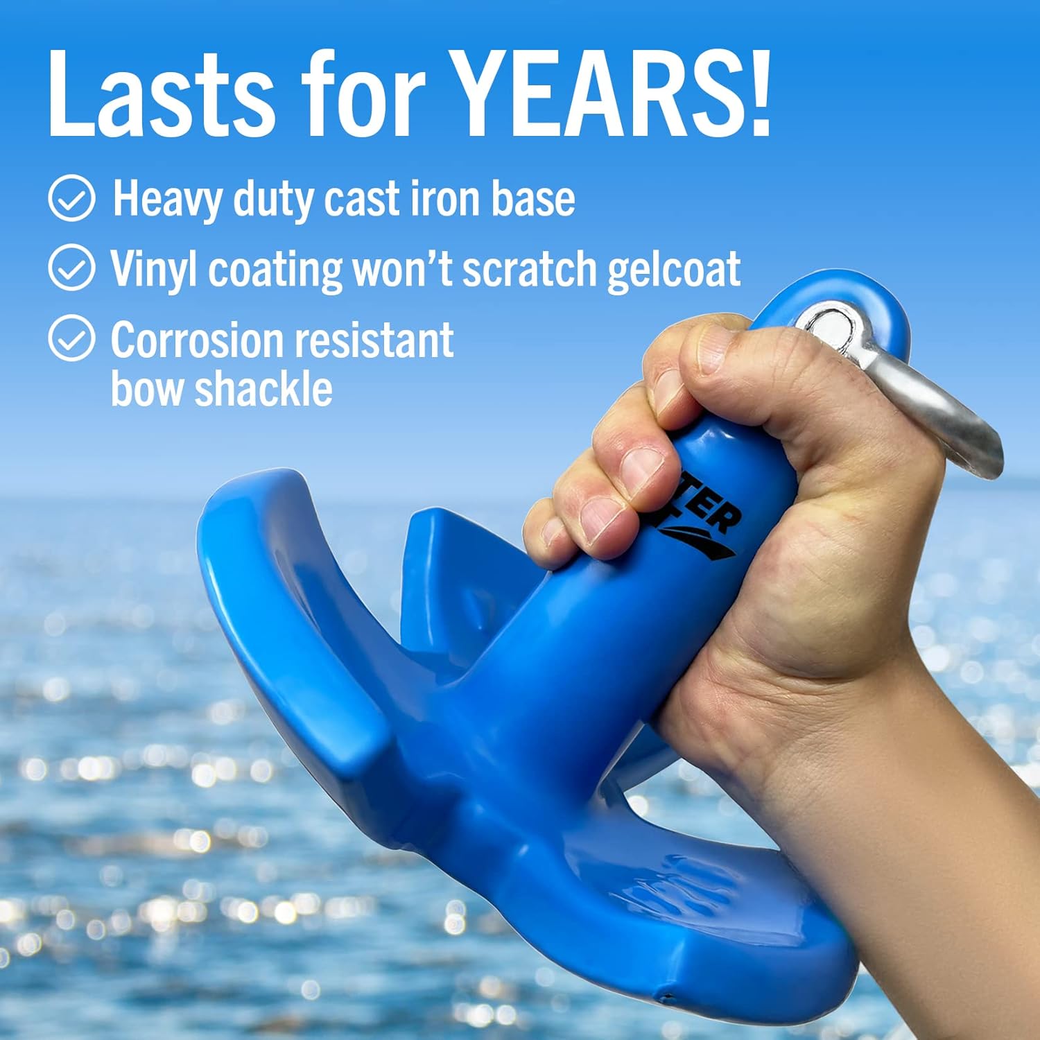 Better Boat 12 lb River Anchor - Vinyl Coated Cast Iron Mushroom Anchor for Boats Up to 15 Ft