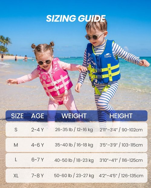 Gogokids Toddler Swim Vest - Buoyant Floaties Jacket for Kids 2-8 Years | Pool & Beach Fun, 22-60 lbs