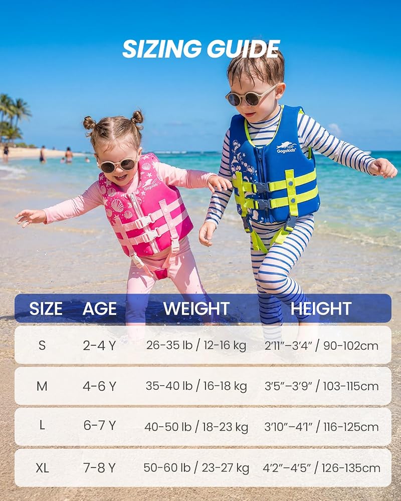 Gogokids Toddler Swim Vest - Blue Dolphin+S (2-4 Years, 22-60 lbs) | 2- buckle safety