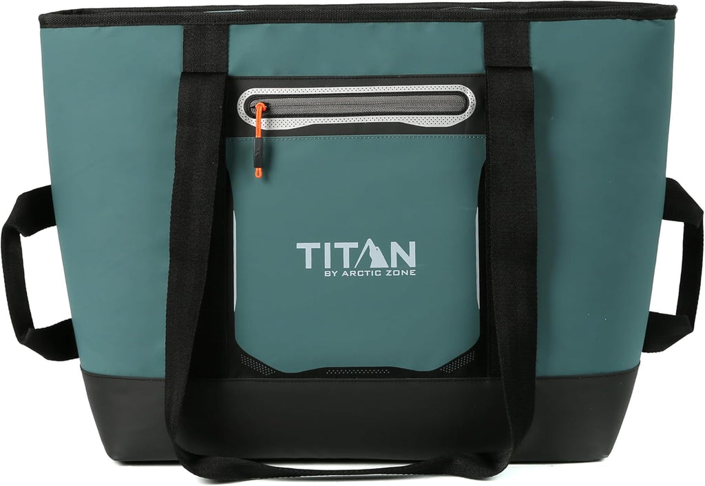 Titan by Arctic Zone Soft Sided Cooler Tote, Insulated Bag with Handle, Shoulder Strap, and Zipper for Lunch, Picnic, and Travel, 30 Can Capacity