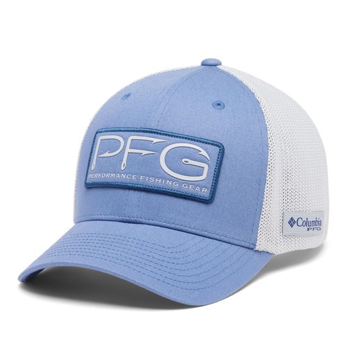Columbia Unisex PFG Hooks Mesh Ball Cap, Bluebell/Cool Grey, Small/Medium