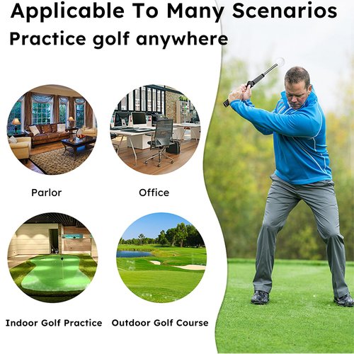Colefunmit Retractable Golf Swing Trainer, Golf Grip Trainer & Golf Swing Trainer for Warm-up, Right-Handed Golf Training for Indoor & Outdoor, Strength & Tempo Training for Chipping Hitting (Blue)