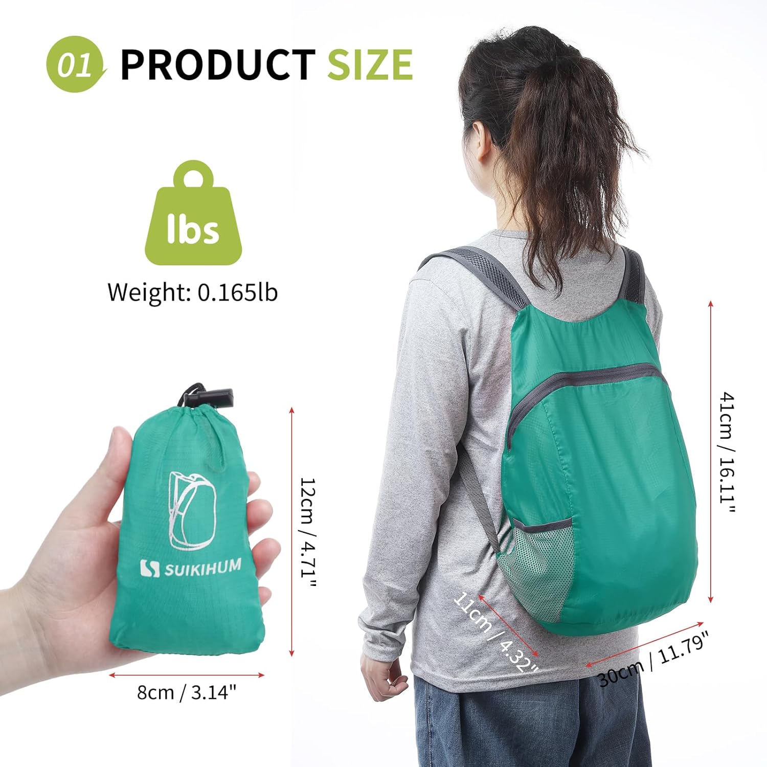 Skiennix 20L Ultra Lightweight Hiking Daypack - Foldable Travel Backpack for Camping | Lake Blue