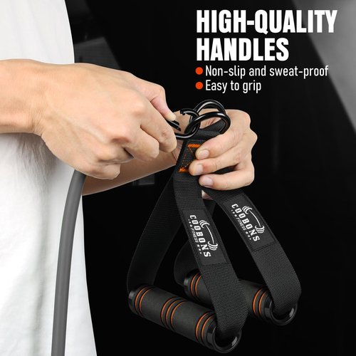 Resistance Bands with Handles, 175lb Exercise Bands for Working Out, Fitness Bands, Workout Bands with Door Anchor and Ankle Straps, Physical Therapy, Yoga, Strength Training Home Gym Equipment