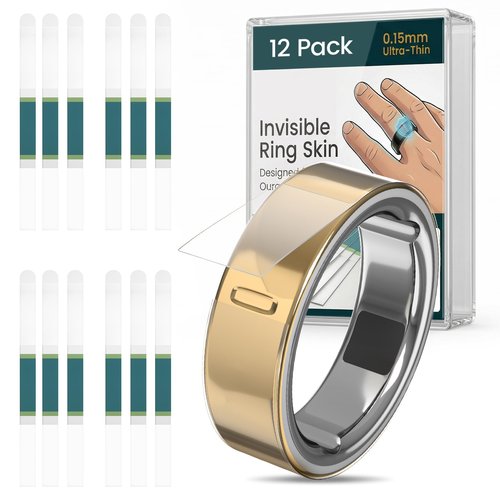BandRain 12 Pack Ultra-Thin Clear Protector for Oura Ring Gen 4/4 Ceramic/Oura Ring Gen 3, Invisible Transparent Anti-Scratch Protective Film Smart Rings Skin Cover