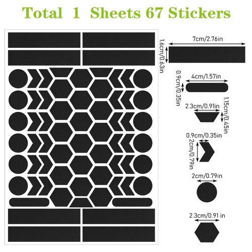 DOPENDPI 67PCS Black Reflective Tape, Reflective Stickers for Helmet Motorcycle Helmet Decals Motorcycle Helmets Stickers Night Visibility Safety Decal for Night Riding Waterproof(Black)