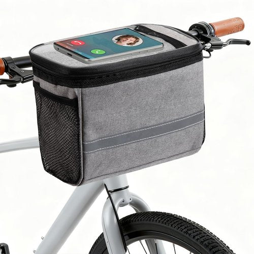 MATTISAM Bike Handlebar Bag - Front Basket with Bike Phone Mount, Bicycle Cooler Pouch Pack for Kids Girls Boys Men Women