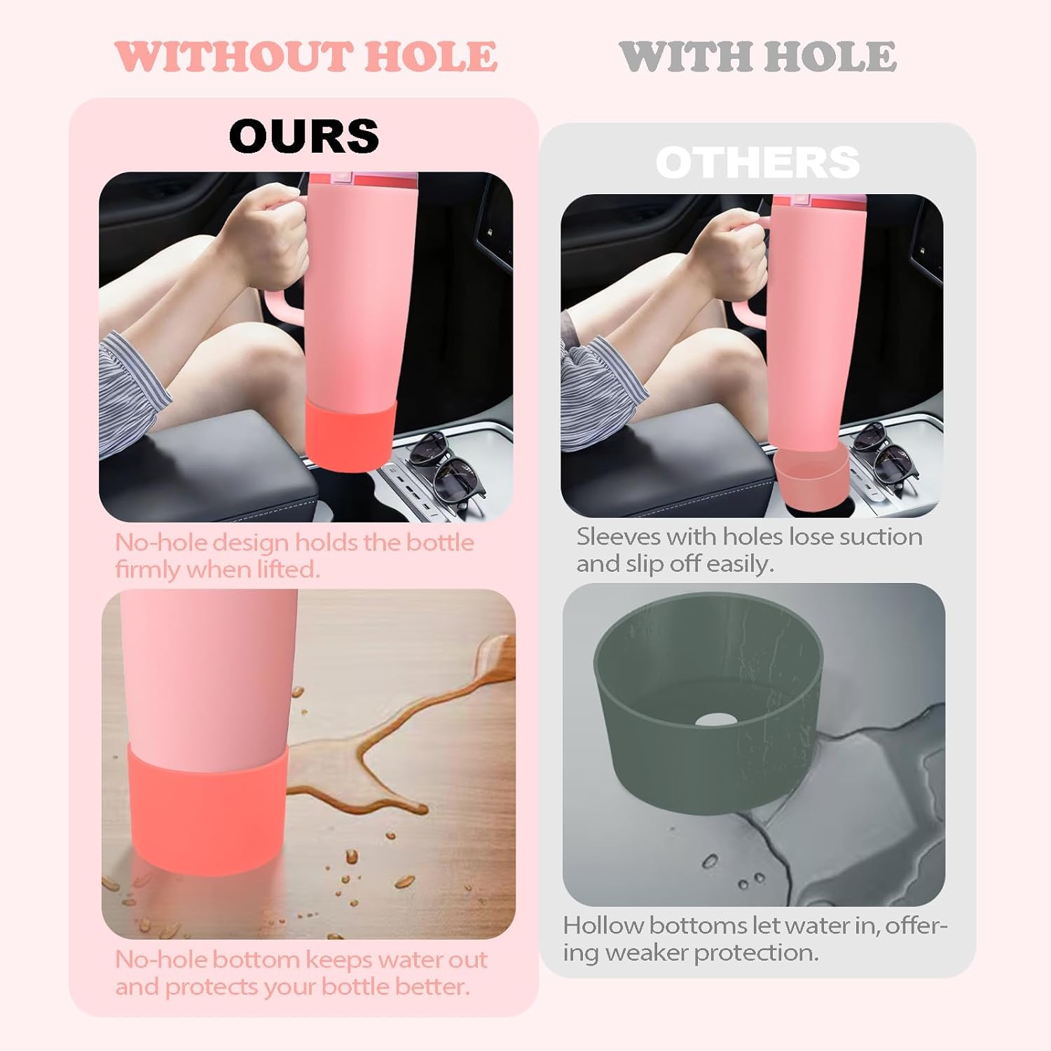 Owala Silicone Boot | Non-Slip, Scratch-Resistant Stability Enhancer for 30oz & 40oz Bottles - 12 Colors Available (Angel Food Cake Red)