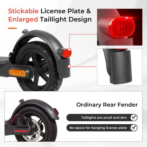LUCK4U Scooter Rear Fender Replacement Accessory with tail light with brake Compatible with Xiaomi M365 Pro Pro 2 1S MI3 Swagger 5 Scooter Gray