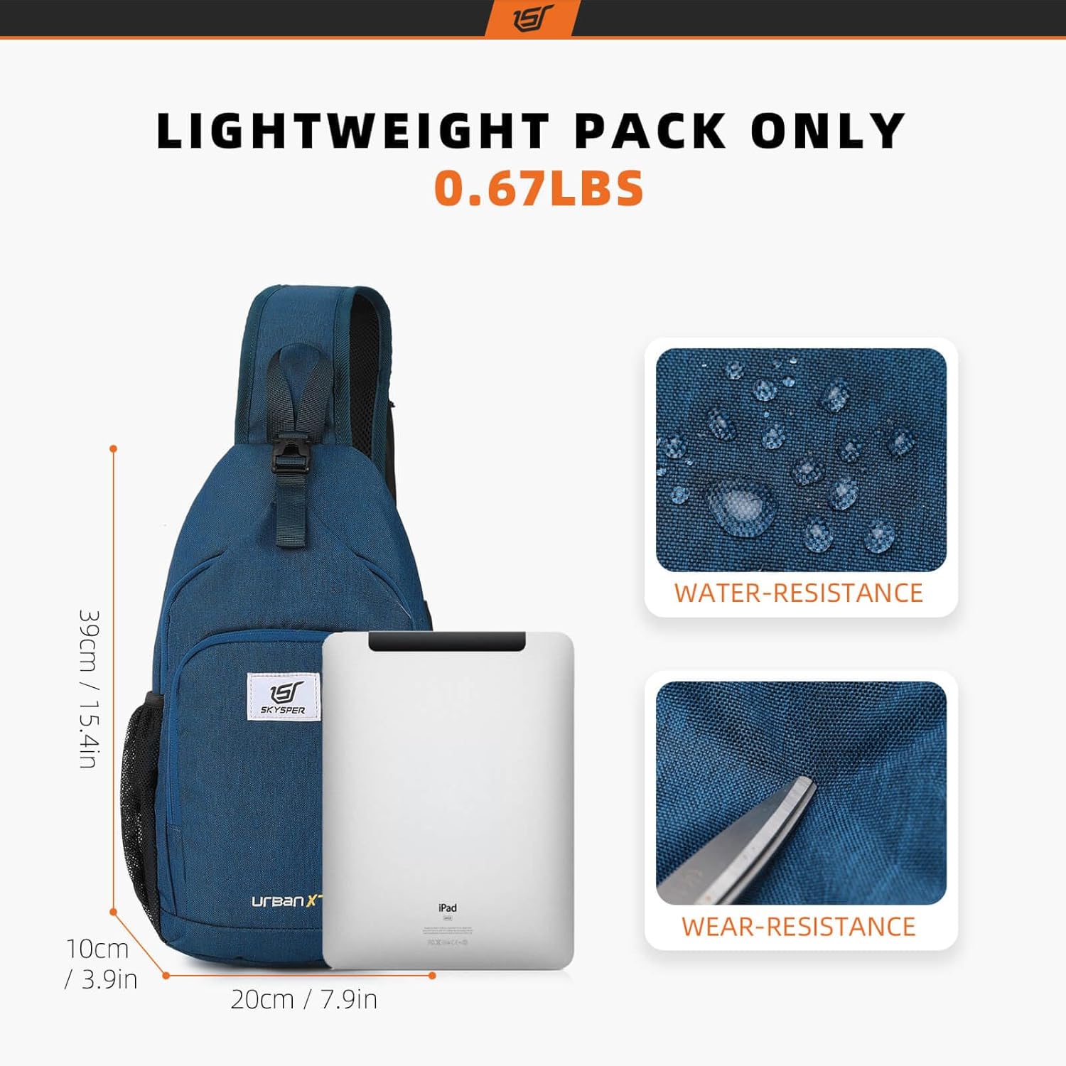 SKYSPER Sling Bag - RFID Crossbody Backpack for Travel & Hiking - Unisex Design in Blue