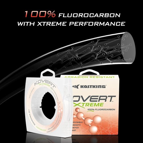 KastKing Kovert Xtreme Fluorocarbon Fishing Line - Extreme Clarity & Shock Resistance | 25, 50, 200 YD Spools