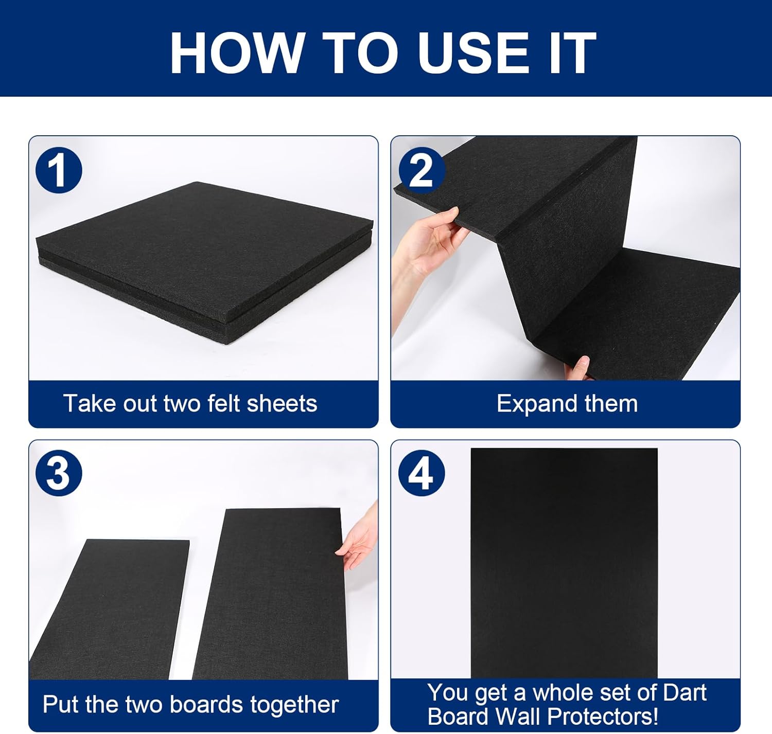 Protect Your Walls with Dart Board Wall Protectors - 36" H x 24" W Felt Surround Tiles