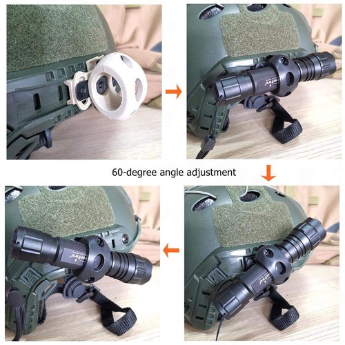 ArmorMason Rotating Flashlight Mount for Tactical Helmet (Black, 25mm / 1")
