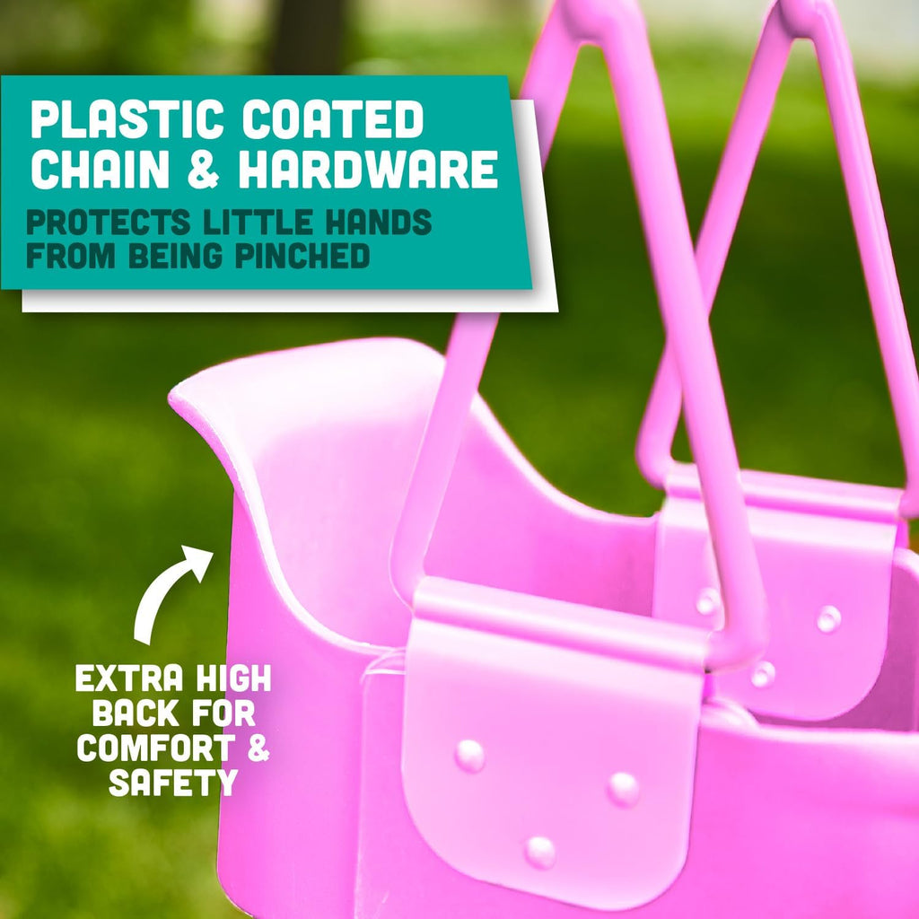 Squirrel Products Premium High Back Toddler Swing Seat - Easy Install with Finger Grip - Pink