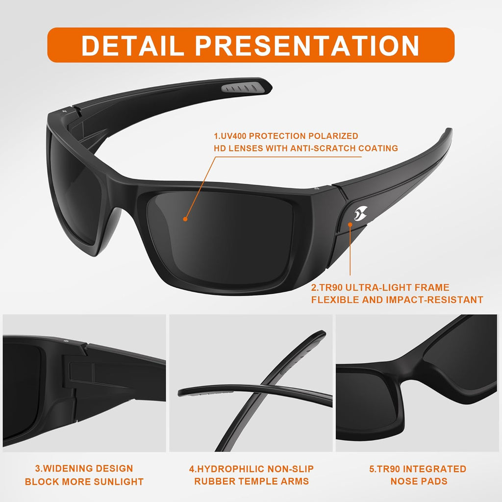 Suoso Polarized Sports Sunglasses - UV400 Protection for Men & Women | Wrap-Around Design for Fishing, Driving, Cycling