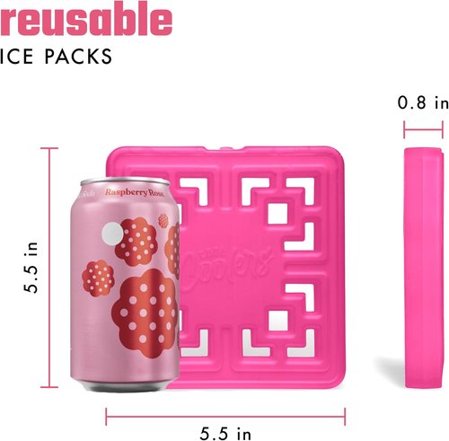 Cool Coolers Large Fashion Ice by Fit & Fresh, 3pk Ice Blocks for Lunchboxes, Quick Freeze, Space Saving, Stylish Reusable Freezer Packs for Coolers, Hot Pink