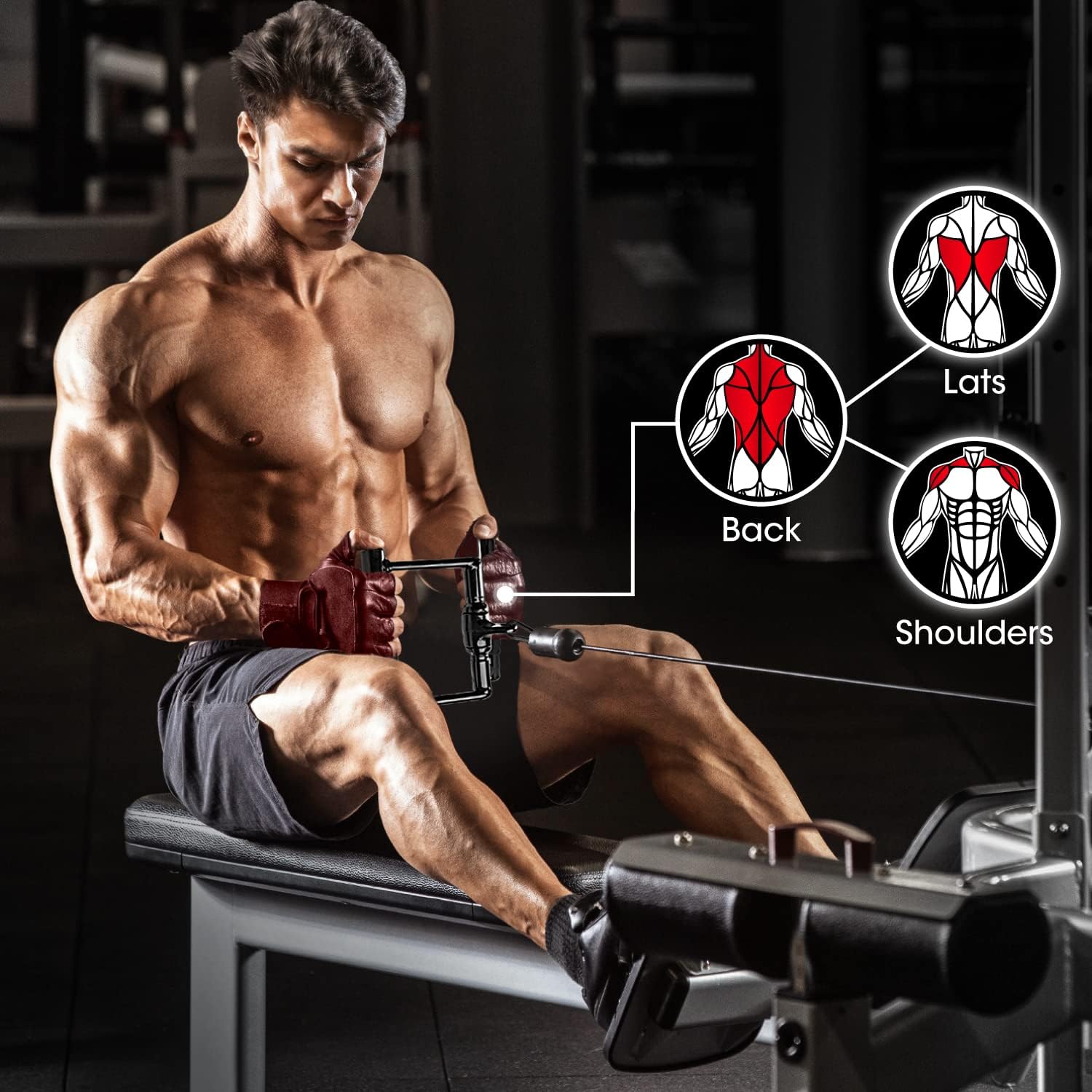 Yes4All Cable Machine Attachment - Versatile Row Handles, Tricep Rope & Straight Bar | Supports 880 LB for Home Gym