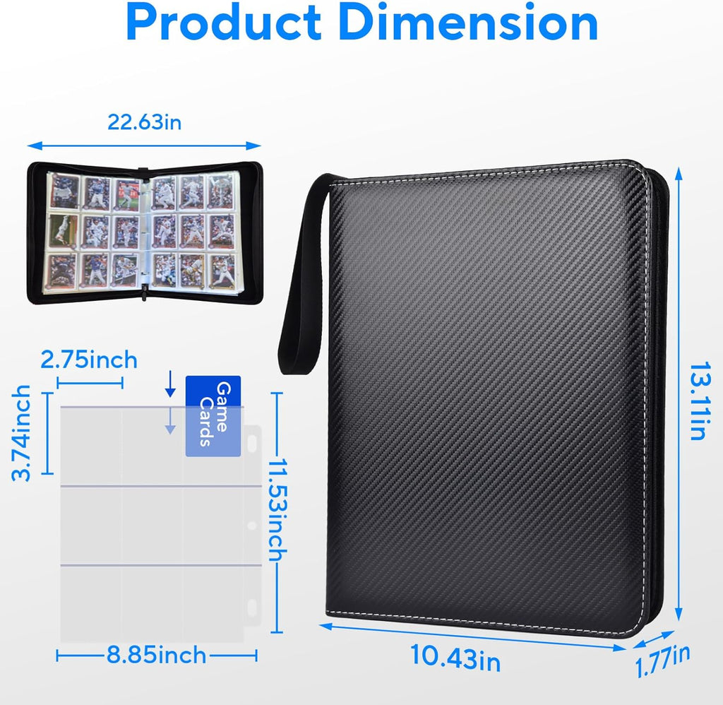 Portable 9-Pocket Trading Card Binder by [Brand Name] - Holds 720 Cards with 40 Removable Sleeves | Ideal for Sports & Game Cards