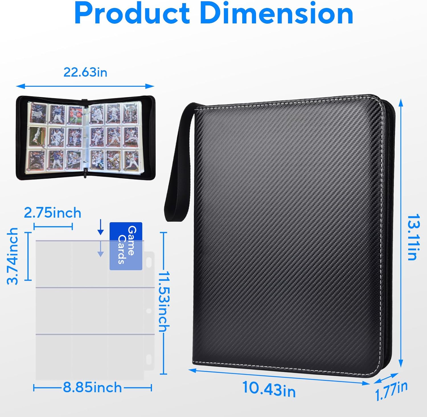 Portable 9-Pocket Trading Card Binder by [Brand Name] - Holds 720 Cards with 40 Removable Sleeves | Ideal for Sports & Game Cards