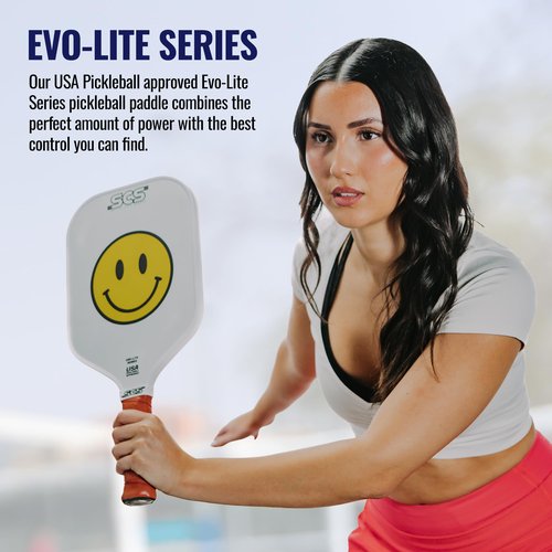 SCS Carbon Fiber Pickleball Paddle – USAPA Approved 2024 – Lightweight, Enhanced Spin, Sure-Grip Handle – Evo-Lite Series for Intermediate Players - Happy Paddle