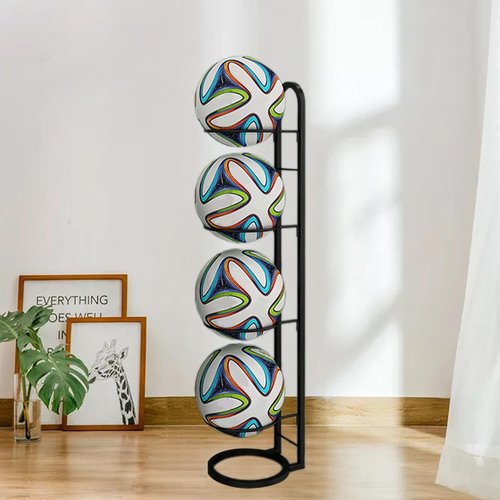 Kowaku Vertical Ball Storage | 5-Tier Metal Basketball & Volleyball Rack for Garage Organization