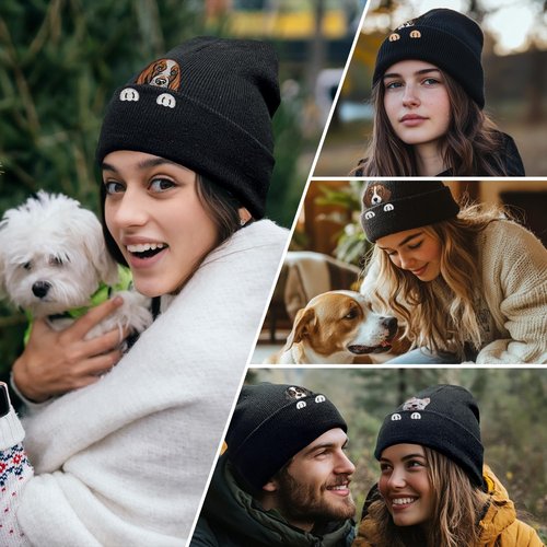 solid can Basset Hound Gifts Dog Beanie hat Embroidered Basset Hound Winter Knitted Beanies Hats Dog Lover Gifts Skull Caps for Women Men