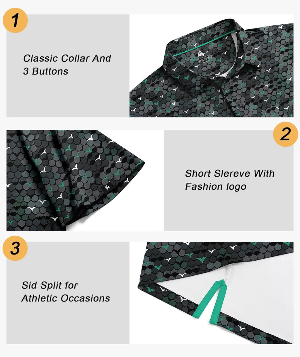 SWISSWELL Men's Performance Golf Shirt - Moisture Wicking Collared Short Sleeve | Comfortable Fit