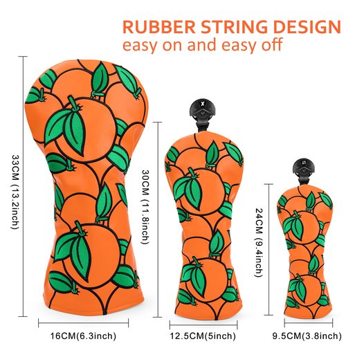 Montela Golf Club Covers Orange Golf Head Cover Driver Covers Fairway Wood Headcover Hybrid Cover Leather Golf Headcover for Scotty Cameron Taylormade Titleist Odyssey (for Hybrid)