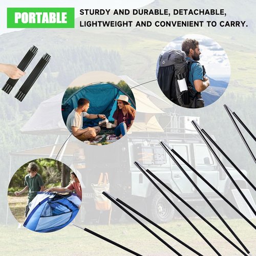 Fiberglass Tent Pole - Kids Tent Replacement Poles | Durable 8mm Repair Kit for Indoor & Outdoor Use - 2PCS x 13.1FT