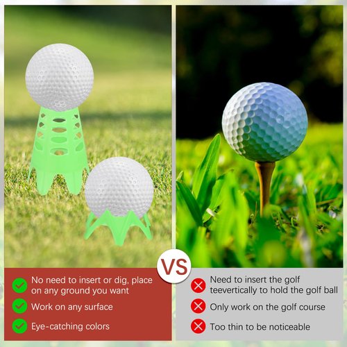 TIXIPEM Golf Simulator Tees [12PCS] - Plastic Golf Tees Use for Home & Outdoor & Indoor Driving Range & Winter Turf - [Green - 1.77 in]