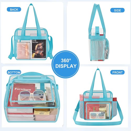 Clear Tote Bag for Stadium Events - 12x12x6 with Reinforced Straps | Ideal for Sports Fans & Travel